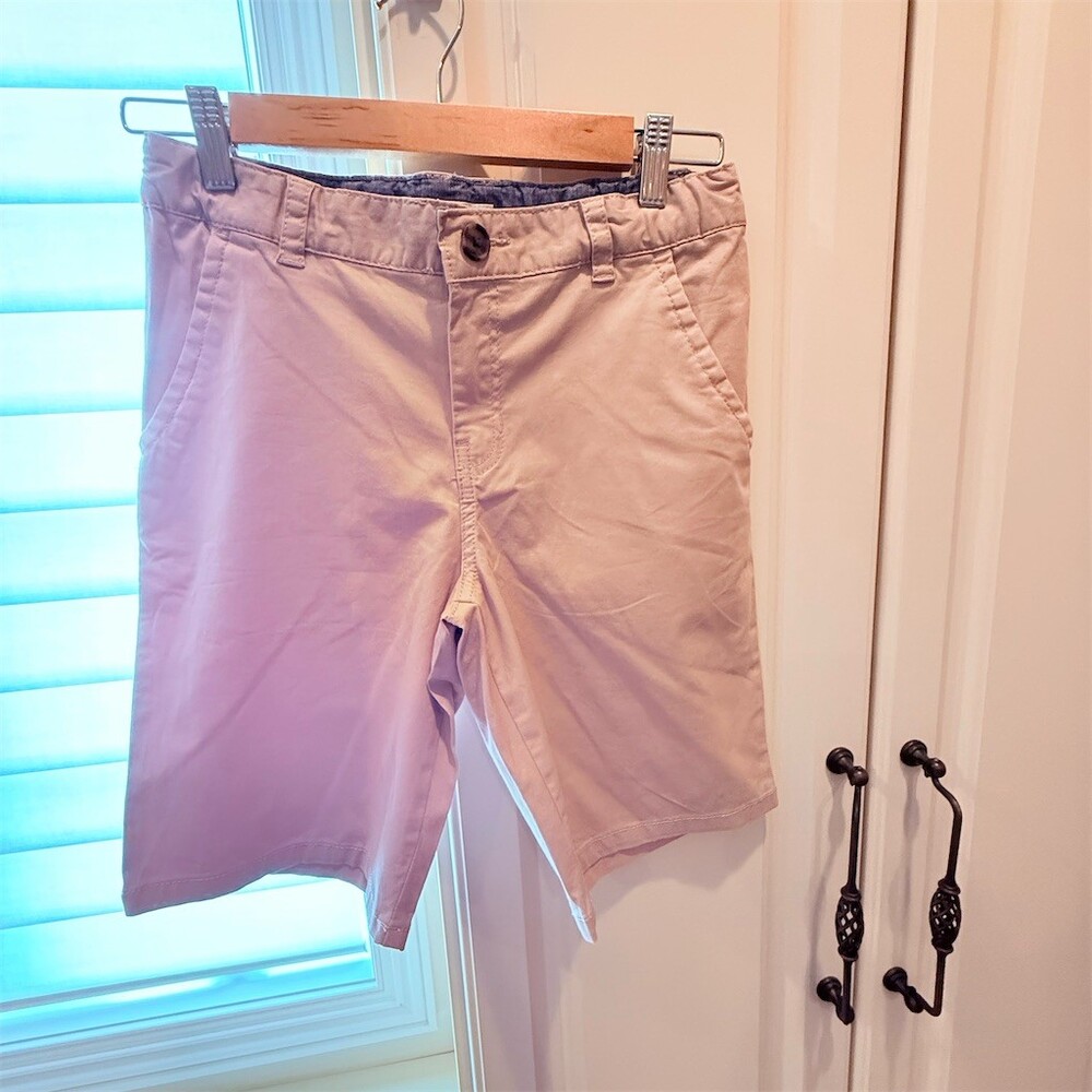 Cat & Jack Boys Chino Shorts Pink Flat Front Adjustable Waist Size 14